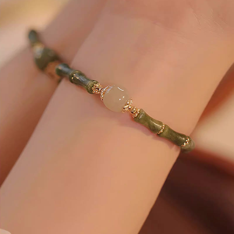 Armband Hetian Jade & Peridot - Bambus