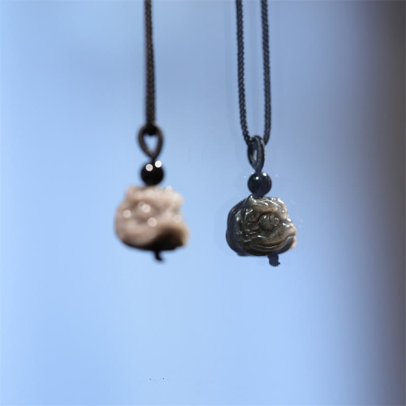 Kette schwarzer Obsidian tanzender Löwe – Schutz