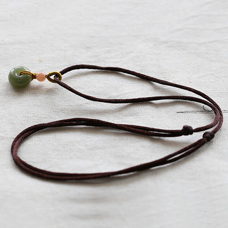 Jade Anhänger Kette braun Naturstein Perle