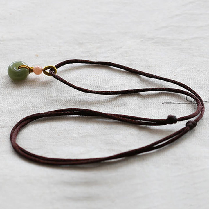 Jade Anhänger Kette braun Naturstein Perle