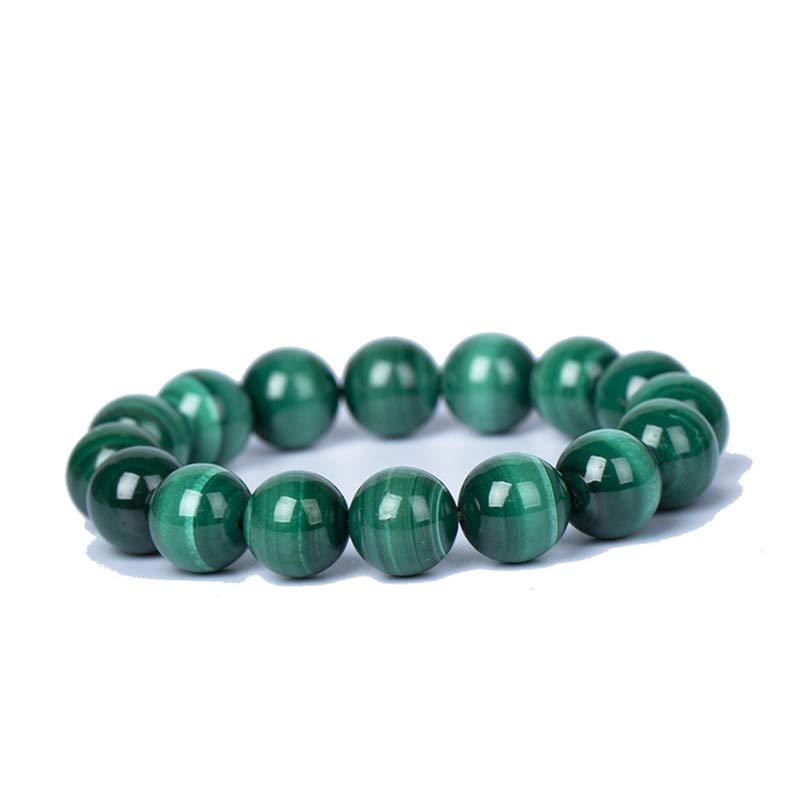 Mala Malachit Armband Schutz Ruhe grüne Kugeln Flachansicht Naturstein
