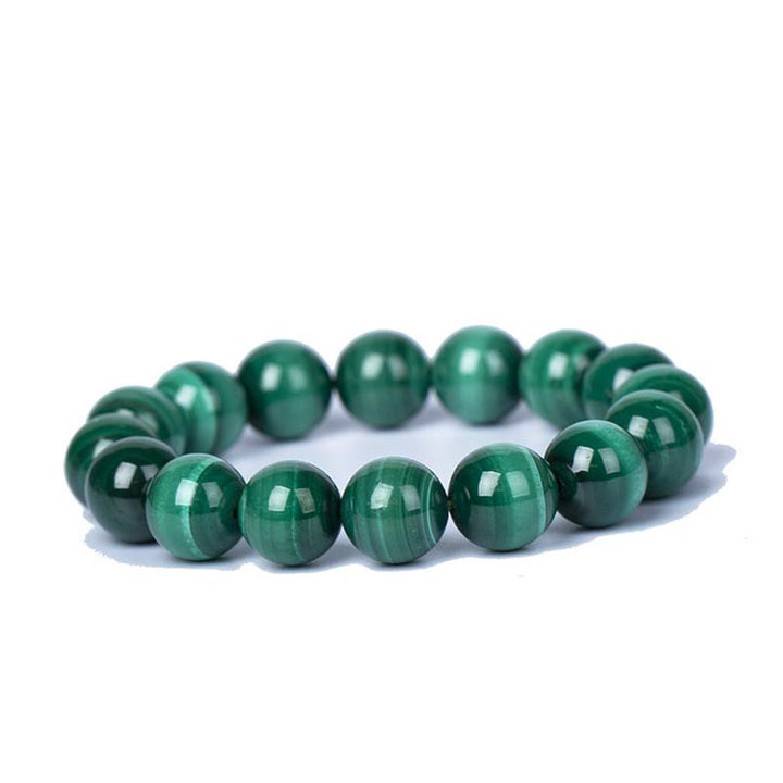 Mala Malachit Armband Schutz Ruhe grüne Kugeln Flachansicht Naturstein