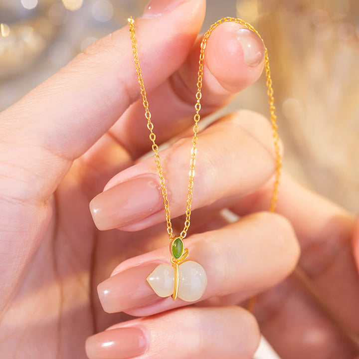 Kette Hetian Jade Kürbis Sterlingsilber – Glück