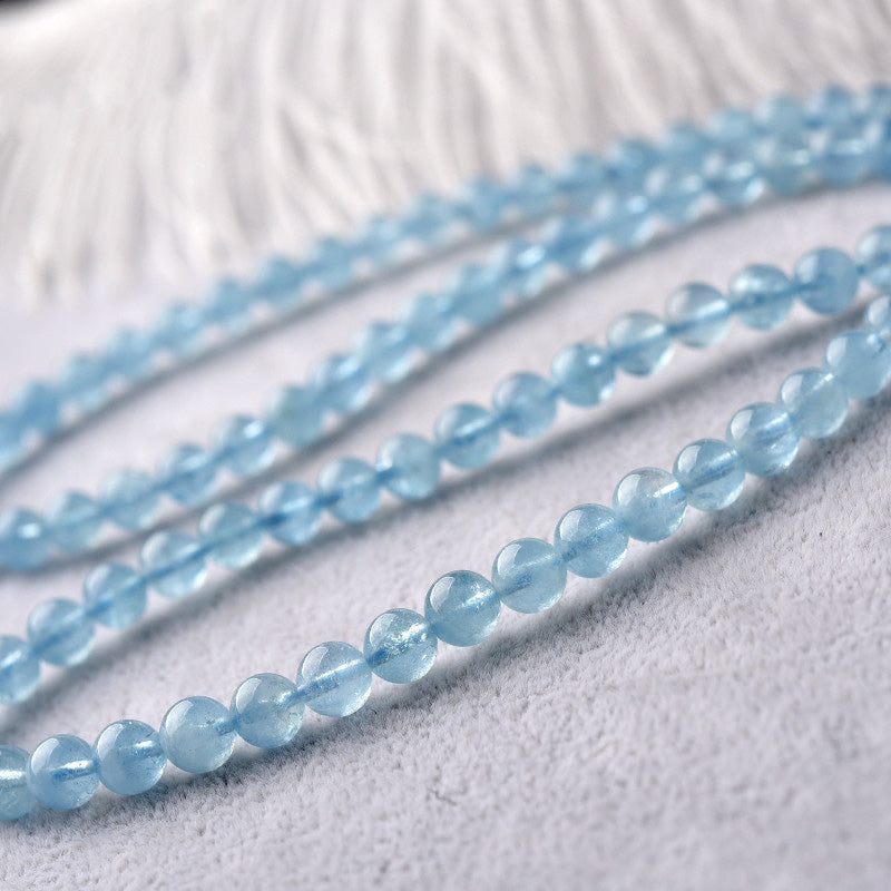 Armband Aquamarin – Heilung & Frieden helles Blau Naturstein Perlen glänzend