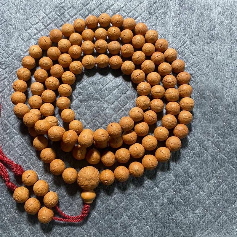 Mala Bodhi Glück Wohlstand Balance Holzperlen Gebetskette Rot