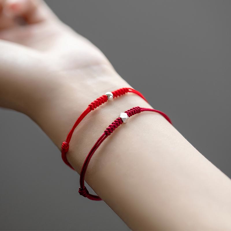 Armband 925 Sterling Silber Glücksperle Schutz Rotes Band
