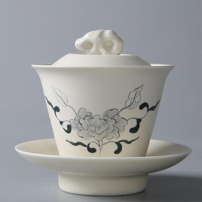 Gaiwan Sancai Keramik Lotus Granatapfel Klein – Hibiskus