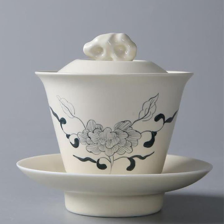 Gaiwan Sancai Keramik Lotus Granatapfel Klein – Hibiskus