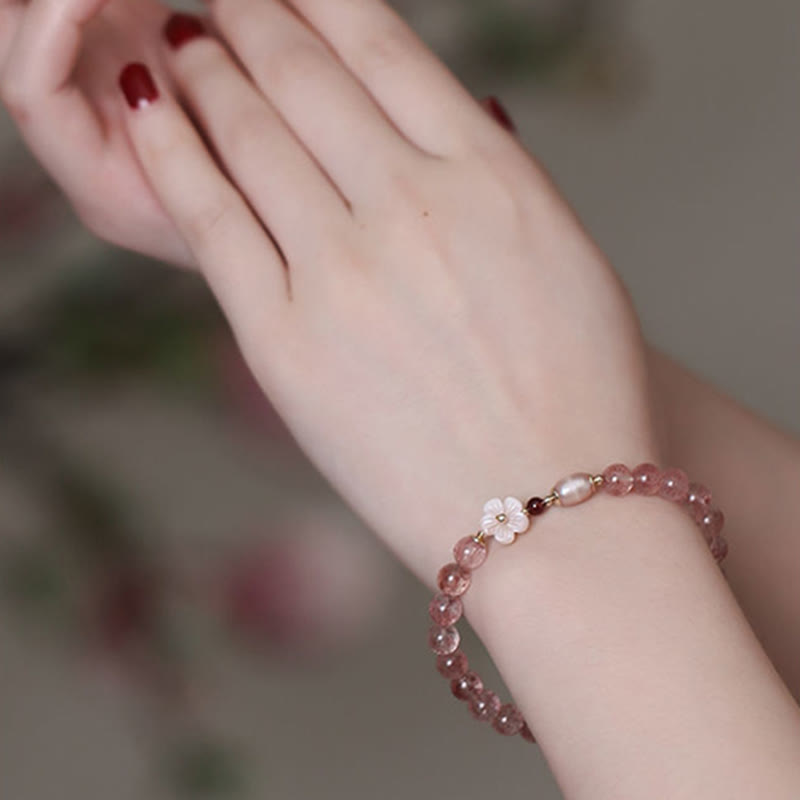 Armband Erdbeerquarz Pfirsichblüte – Liebe