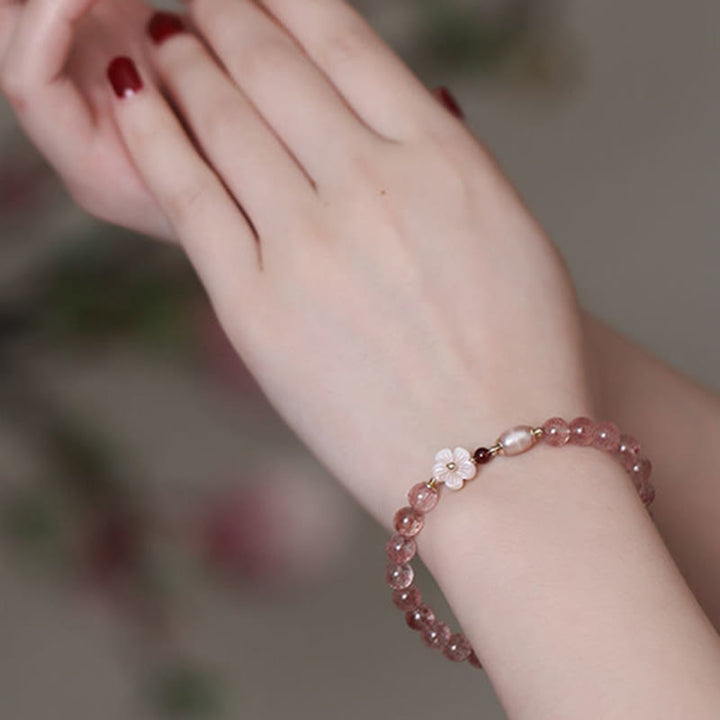 Armband Erdbeerquarz Pfirsichblüte – Liebe