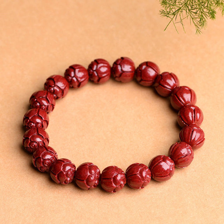 Rotes Zinnober Armband Zinnober Om Mani Padme Hum Segen elastisch