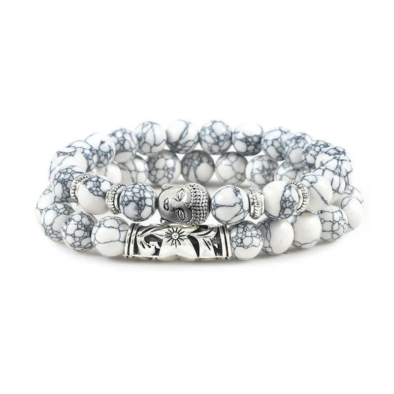 Armband Kristall Achat – Schutz weiß Naturstein elastisch Perlen