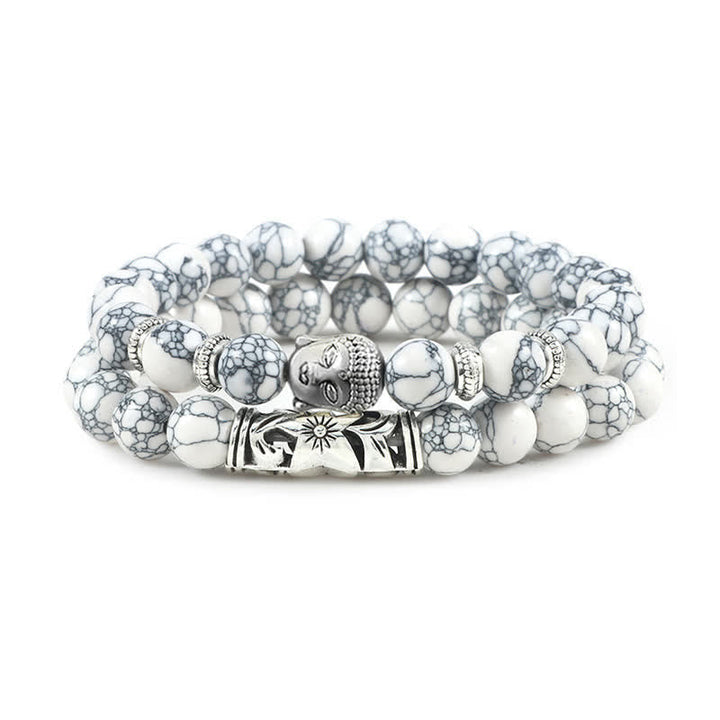 Armband Kristall Achat – Schutz weiß Naturstein elastisch Perlen