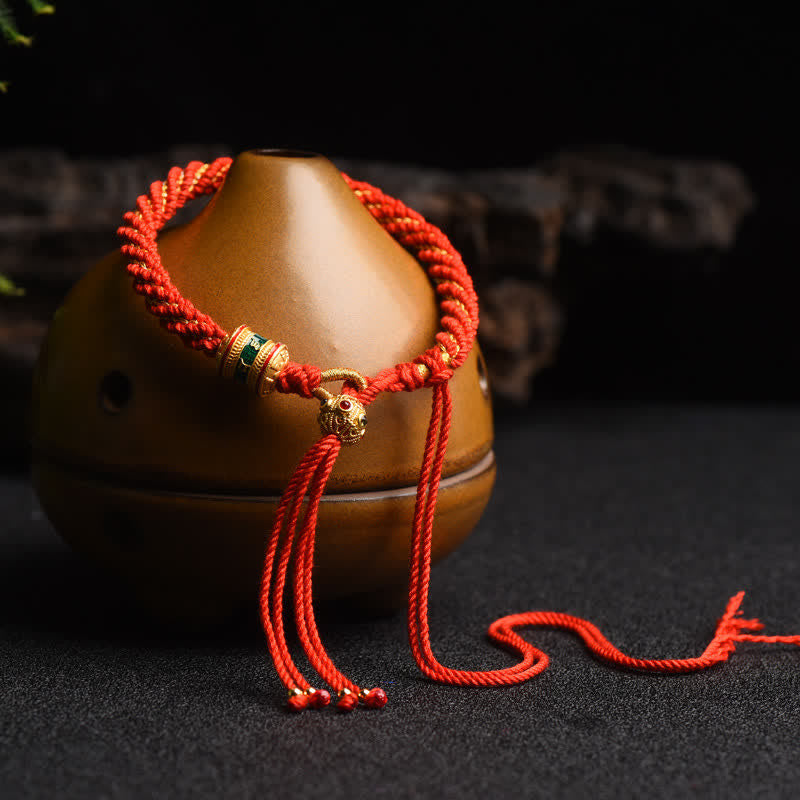 Rotes Armband Tibet Gebet Rad Perlen Glück Buddhismus Schmuck