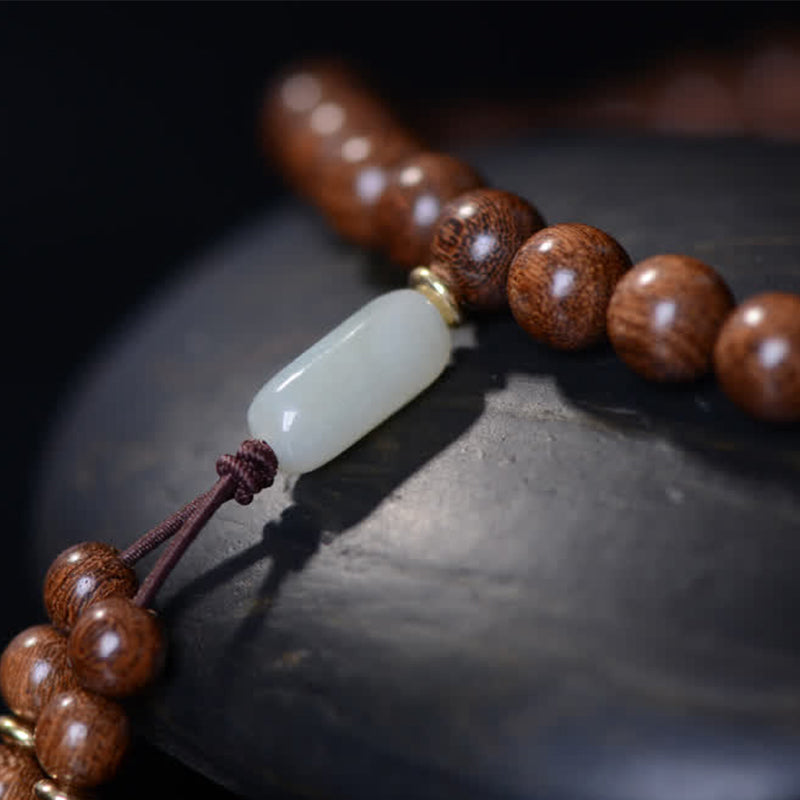 Mala 108 Perlen Rosenholz Jade Armband Ruhe Meditation Spiritualität