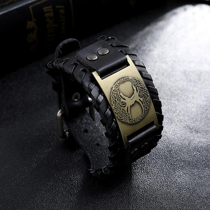 Armband Lebensbaum Leder Braun Vintage - Balance