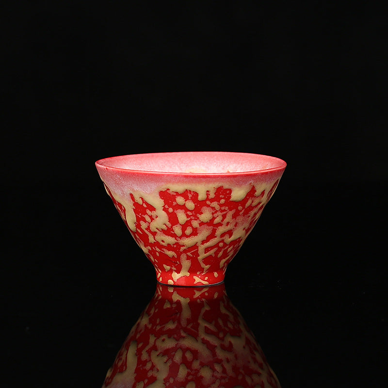 Teetasse Chinesisch Lotus Ofenwandlung Keramik Rot Klein