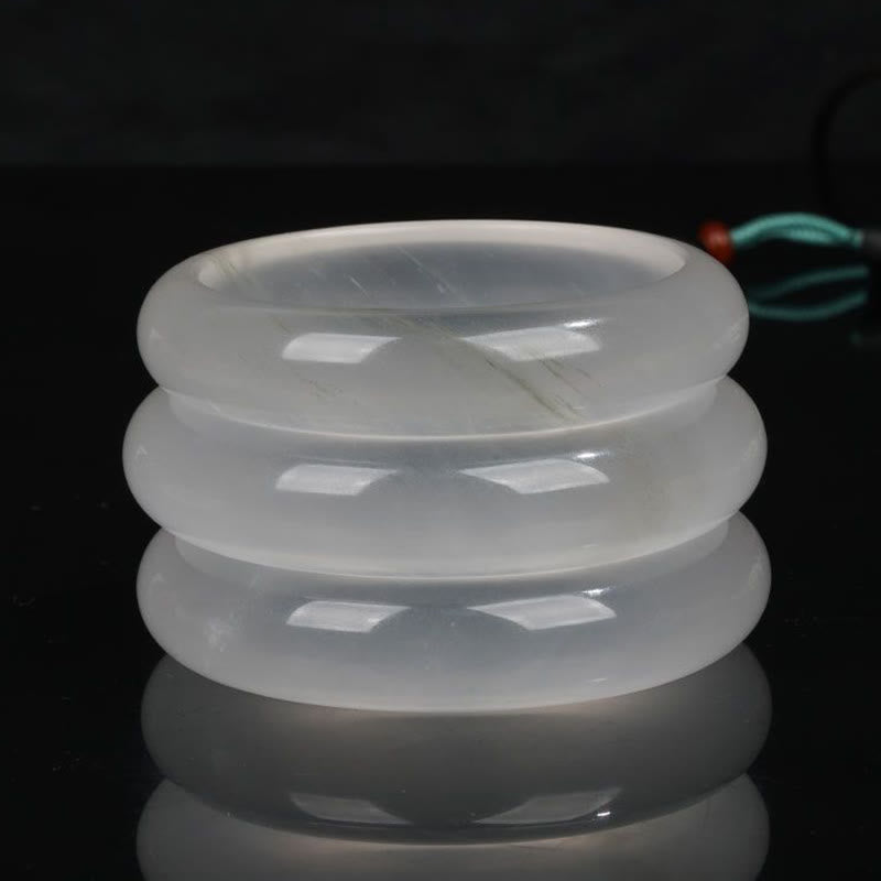 Jade Armband Stapelringe durchsichtig Naturstein poliert glänzend elegant