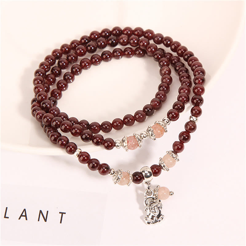 Armband Erdbeerquarz Granat Pixiu – Schutz – Bild 3