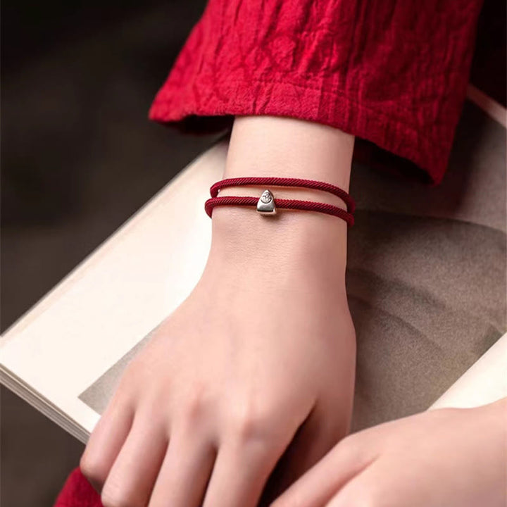 Armband 925 Silber Fu Zeichen Segen Handgemacht Geflochten