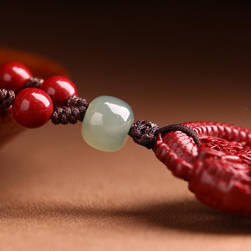Kette Zinnober Jade Münze Drachen – Wohlstand & Stärke – Bild 6 – Zinnober Jade Münze Kette Drachen Wohlstand Stärke Naturstein Anhänger