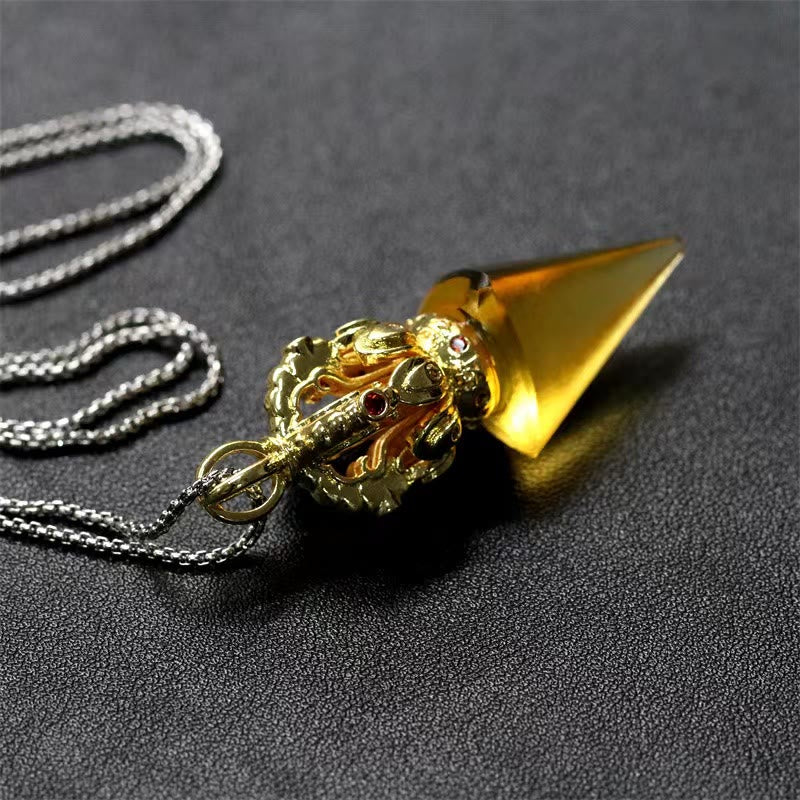 Kette Liuli-Kristall Vajra Lotus Tibet Stärke gold Anhänger