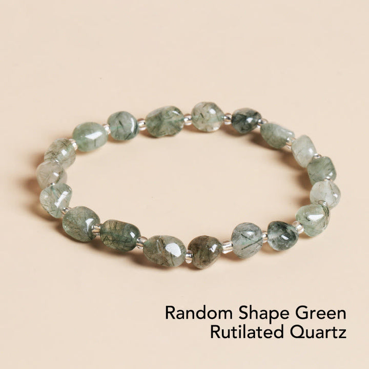 Grünes Rutilquarz Armband Kristall Balance Naturstein elastisch getragen