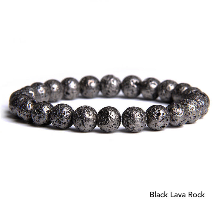 Schwarzes Lava Stein Armband Kristall Achat Balance Naturstein elastisch