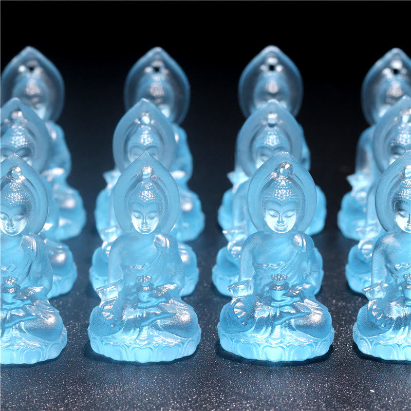 Anhänger Liuli Medizin-Buddha Weisheit blau transparent