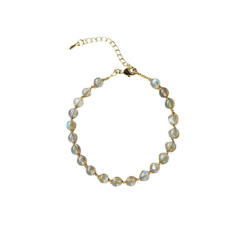 Armband Mondstein Mond – Heilung mit facettierten klaren Perlen goldfarben