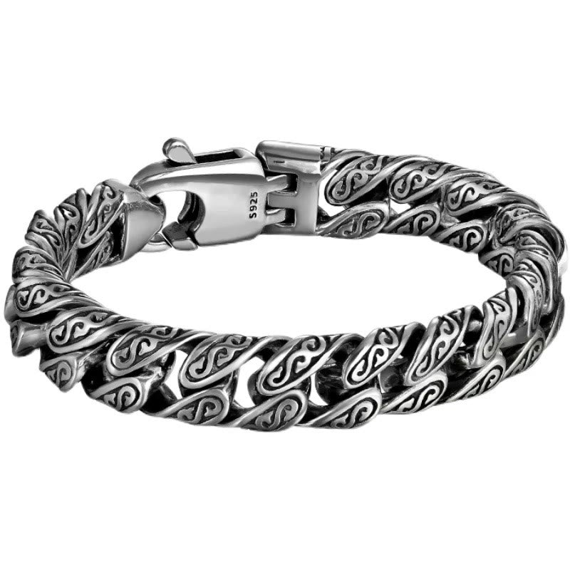 Silbernes Armband Vintage Tang Dynastie Blume mit Ornamentmuster auf Weiß