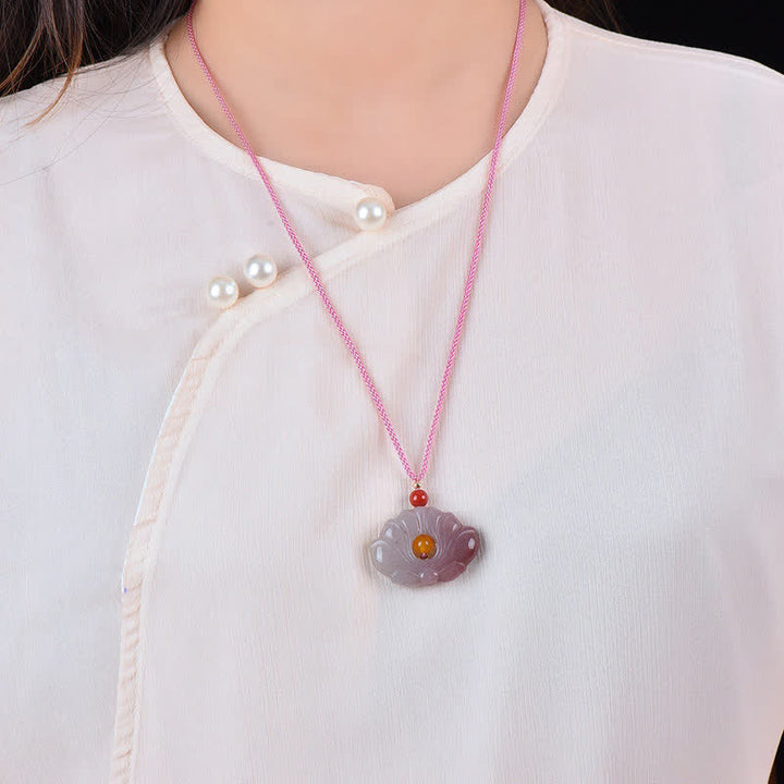 Anhänger Kette Jade Lotus Blume – Wohlstand