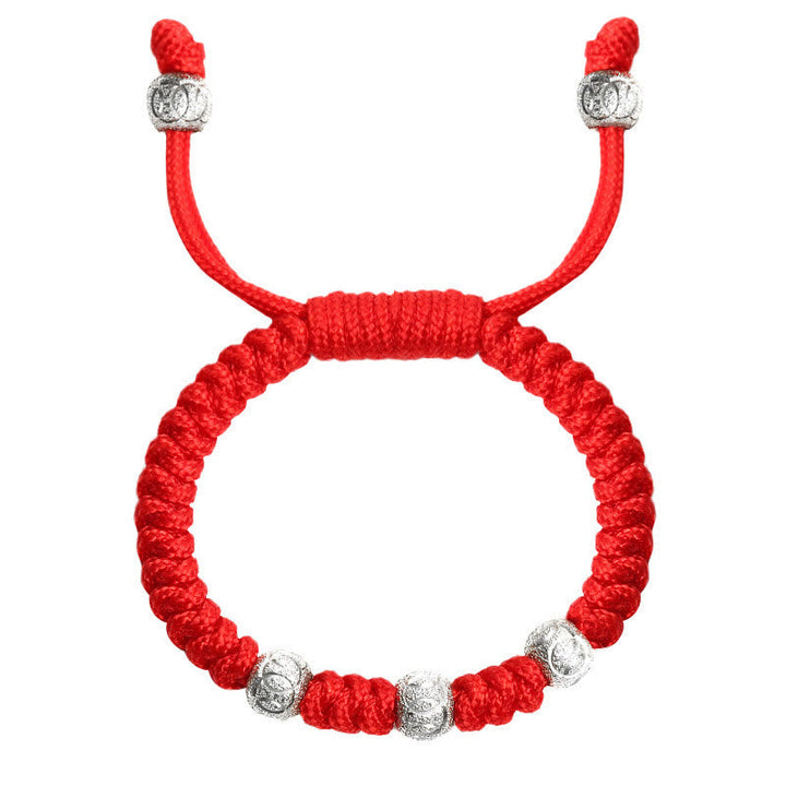 Rotes Armband 925 Silber – Stärke mit silbernen Perlen elegant gestaltet