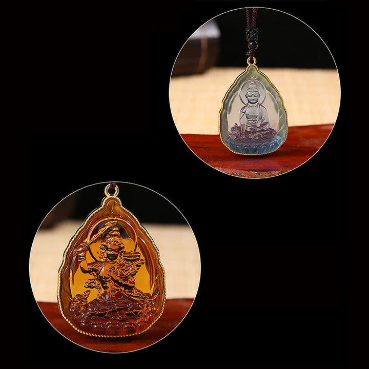 Kette Liuli-Kristall Buddha Tibet Anhänger bernstein