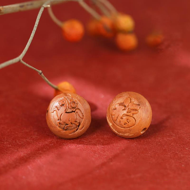 Zinnober Chinesisches Tierkreis Armband Wohlstand Naturstein orange rot.