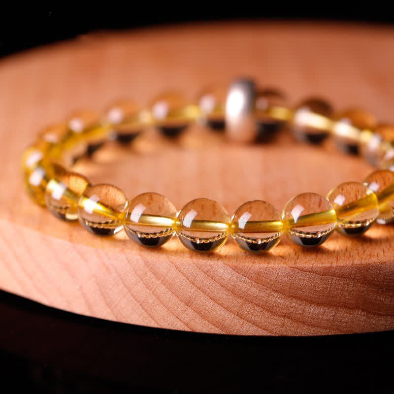 Citrin Armband Naturstein Perlen elastisch Handgelenk getragen glänzend