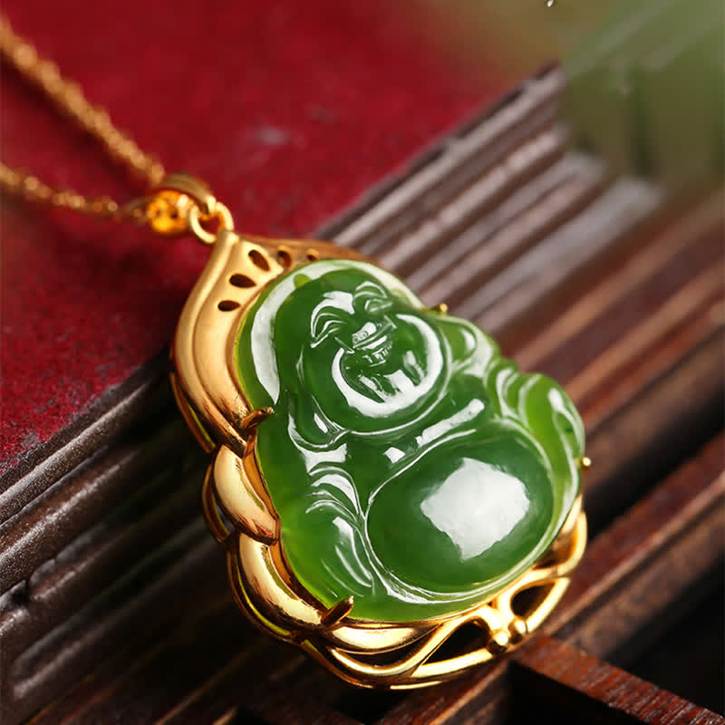 Jade Buddha Anhänger Glück Harmonie Kette