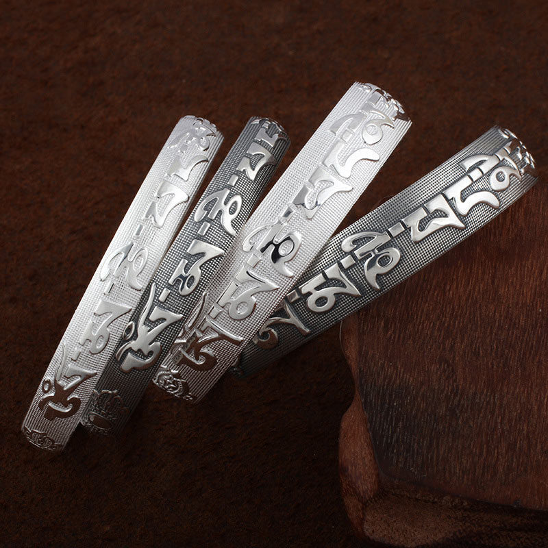 Armband Tibet Sanskrit Weiß Kupfer Meditation auf Holz, fünf Designs.