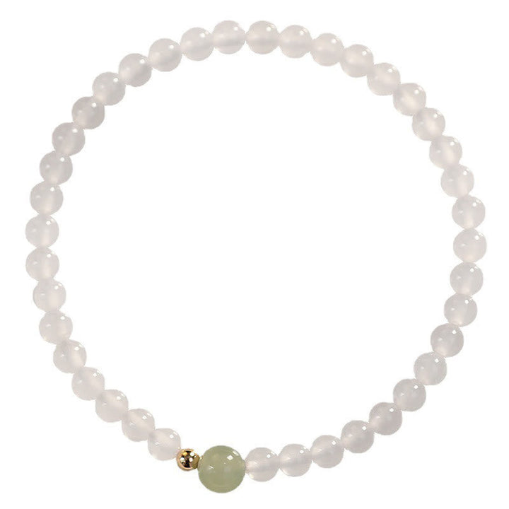 Armband Achat Jade – Schutz & Glück mit weißen Perlen elastisch tragbar