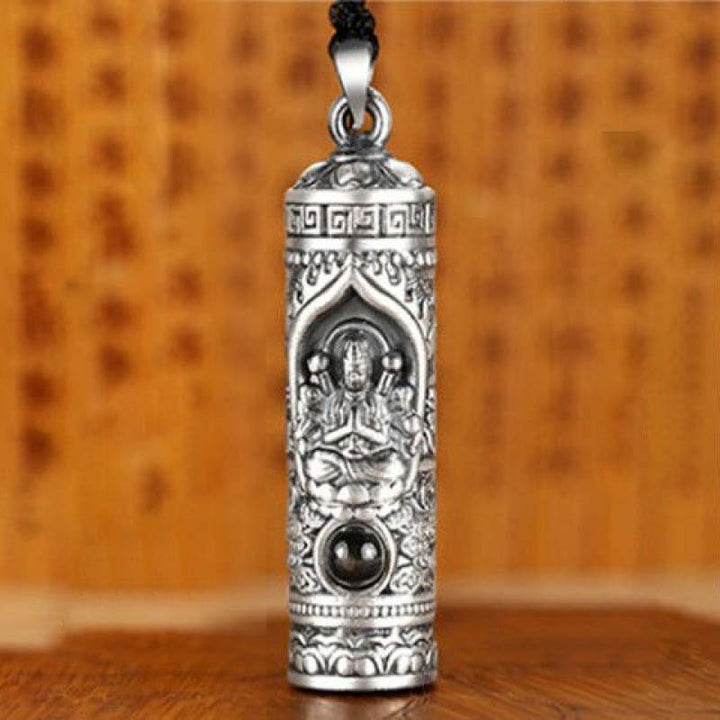 Kette Kristall Tierkreis-Buddha Wohlstand Silber Anhänger