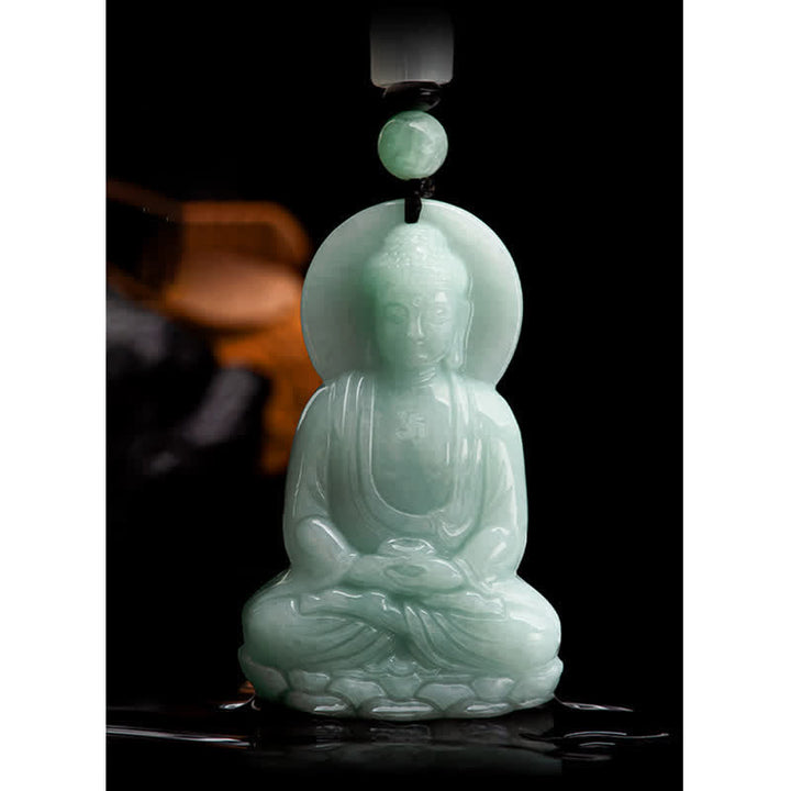 Anhänger Kette Jade Amitabha Buddha Mitgefühl grün