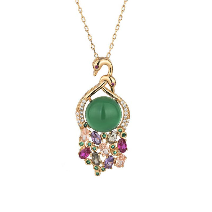 Anhänger Kette Cyan Jade Pfau Erfolg