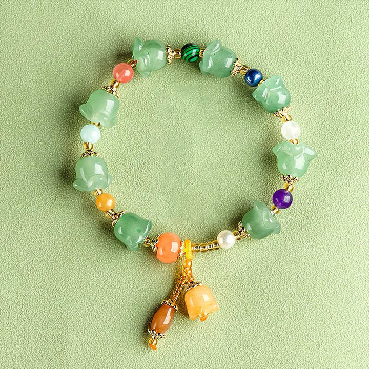 Armband Grüner Aventurin mit bunten Steinen und Anhänger elegant.