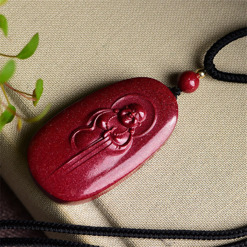 Anhänger Zinnober Buddha Segen Kette Rot