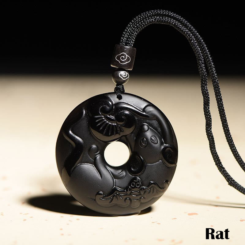 Kette schwarze Obsidian Tierkreis Natur – Frieden | Zen Spirit
