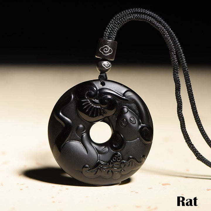 Kette schwarze Obsidian Tierkreis Natur – Frieden | Zen Spirit