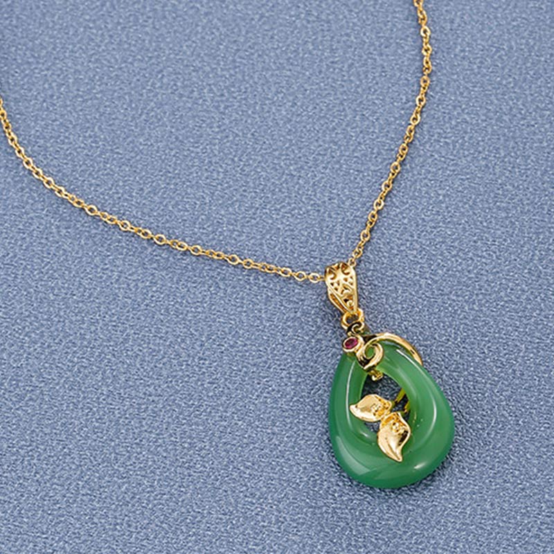 Kette Jade Lotus Heilstein – Segen & Wohlstand – Bild 2 – Kette Jade Lotus Heilstein Anhänger grüner Naturstein goldfarben