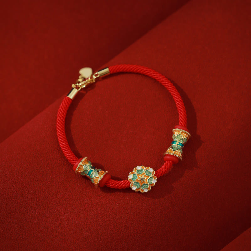 Rotes Armband 925 Silber Lotus mit vergoldeten Perlen elegant.