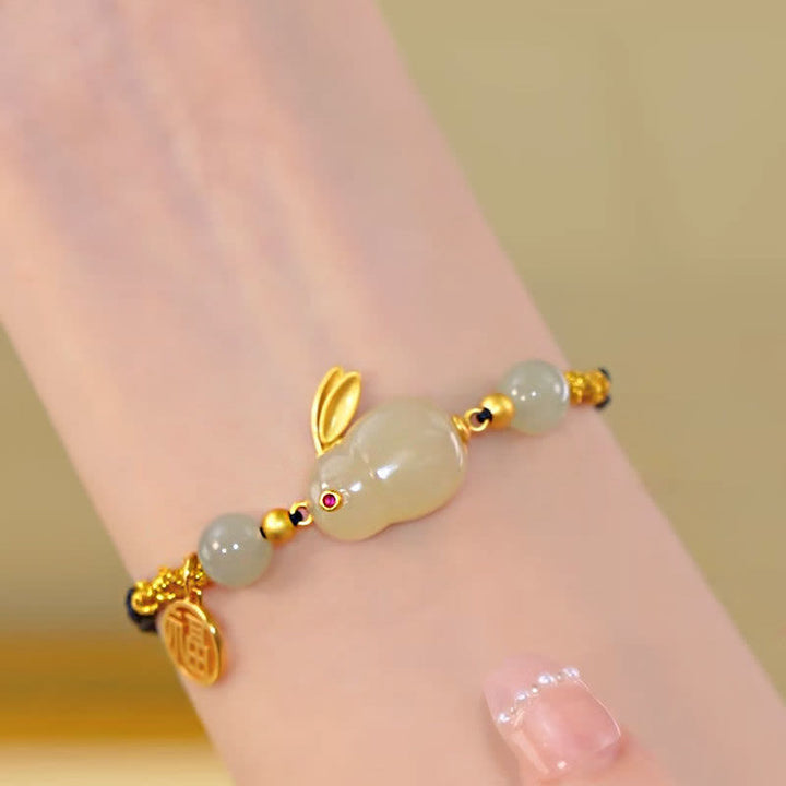 Armband Jahr des Hasen Jade Hase - Wohlstand & Fülle