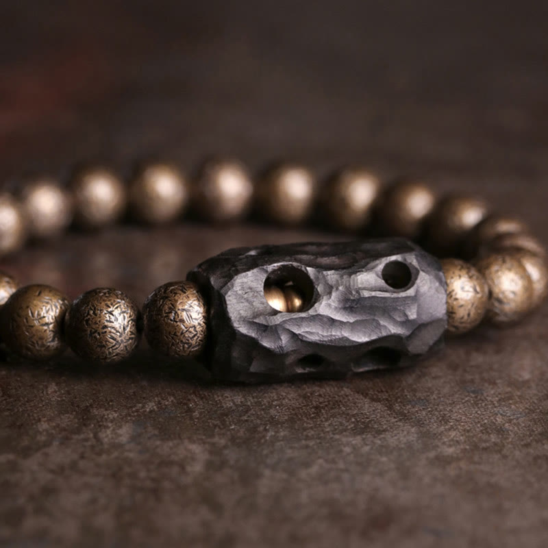 Armband Kupfer Ebenholz mit grauem Stein – Frieden Balance Energie